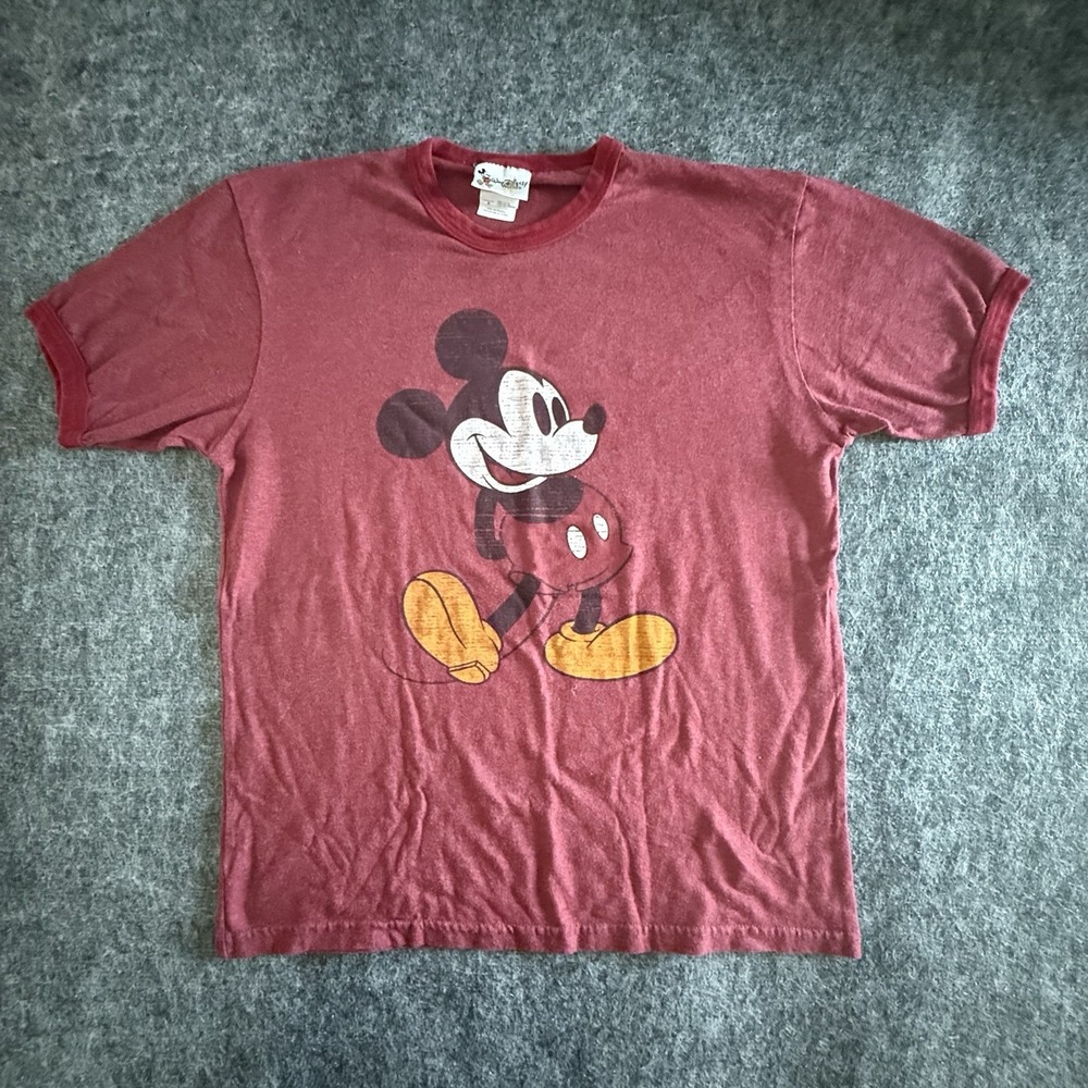 Vintage Walt Disney World Mickey Mouse Ringer Shirt S M Made In USA